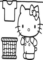 do wydruku kolorowanka hello kitty robi pranie