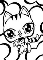 dla dziewczyn do wydrukowania rysunek pet shop kotek z pręgowanym ogonkiem