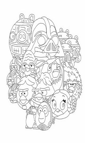 kolorowanka Angry Birds Star Wars malowanka do wydruku z gry dla dzieci, obrazek nr 34