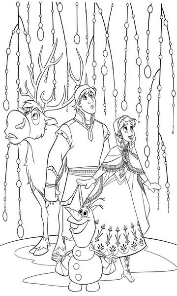 kolorowanka Kraina Lodu malowanka do wydruku Anna, Kristoff, Olaf i Sven, obrazek nr 39