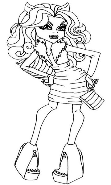 kolorowanka Monster High Clawdeen Wolf malowanka do wydruku z bajki dla dzieci, obrazek nr 43