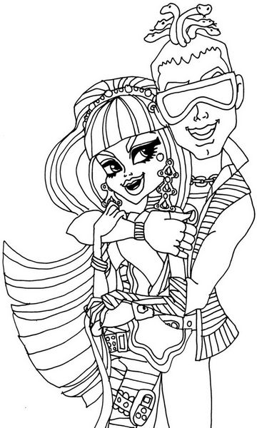 kolorowanka Monster High Cleo de Nile i Deuce Gorgon malowanka do wydruku z bajki dla dzieci, obrazek nr 53