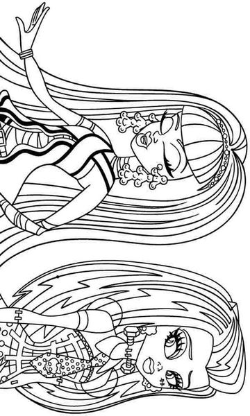kolorowanka Monster High malowanka Frankie Stein i Cleo de Nile do wydruku z bajki dla dzieci, obrazek nr 62