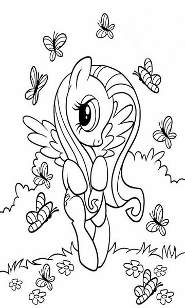 kolorowanka Fluttershy z bajki My Little Pony malowanka do wydruku dla dzieci, obrazek nr 11