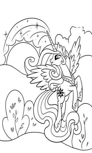 kolorowanka My Little Pony malowanka Księżniczka Celestia do wydruku z bajki dla dzieci, obrazek nr 48