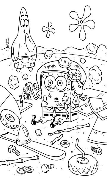 kolorowanka z bajki Spongebob Kanciastoporty malowanka Spongebob i Patryk do wydruku, obrazek z bajki nr 13