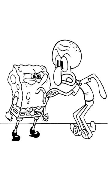 kolorowanka Spongebob i Skalmar malowanka do wydruku, obrazek z bajki nr 44