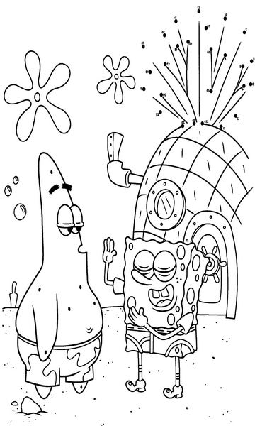 kolorowanka z bajki Spongebob Kanciastoporty malowanka do wydruku, obrazek z bajki nr 49