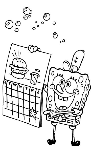 kolorowanka z bajki Spongebob Kanciastoporty malowanka do wydruku, obrazek z bajki nr 51
