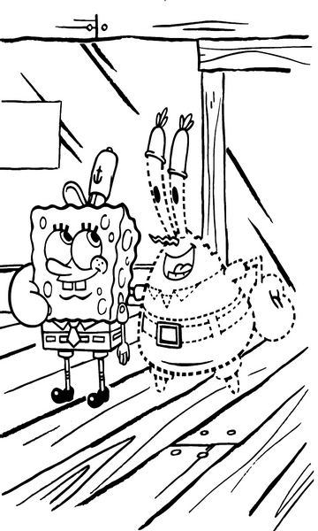 kolorowanka Spongebob Kanciastoporty i Pan Krab malowanka do wydruku, obrazek z bajki nr 85