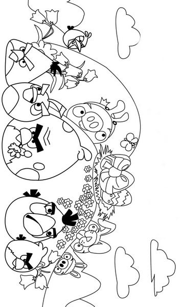 kolorowanka Angry Birds na Wielkanoc malowanka do wydruku ptaki Bomba, Chuck, Terence, Red, Matylda i świnki, obrazek nr 20