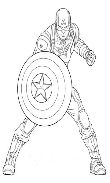 miniatura kolorowanka Avengers malowanka Kapitan Ameryka do wydruku dla dzieci nr 10