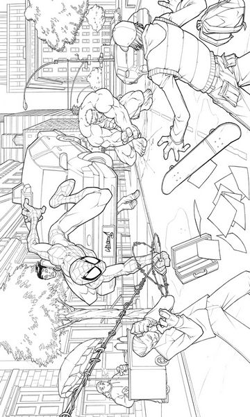 miniatura kolorowanka Avengers malowanka Hulk i Spiderman do wydruku dla dzieci nr 20