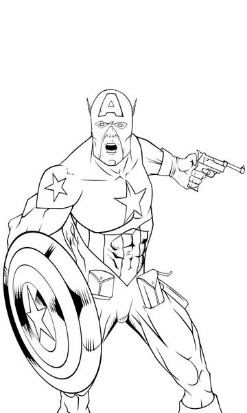 miniatura kolorowanka Avengers Kapitan Ameryka malowanka do wydruku dla dzieci nr 36