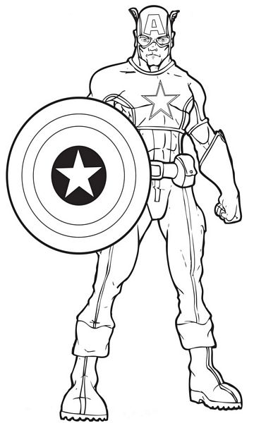 miniatura kolorowanka Avengers malowanka Kapitan Ameryka do wydruku dla dzieci nr 5