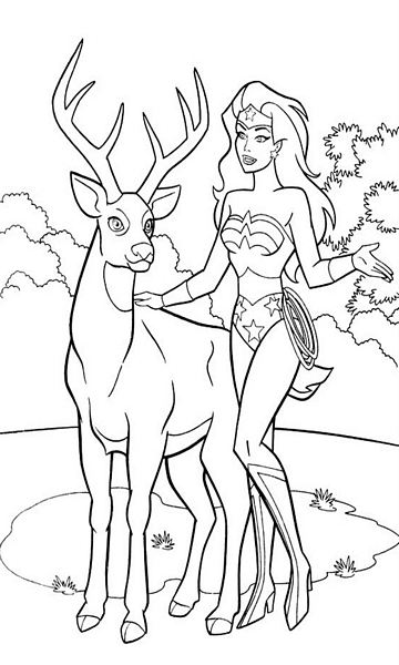 kolorowanka Wonder Woman i jelonek malowanka do wydruku bohaterka z Liga Sprawiedliwych, obrazek nr 12