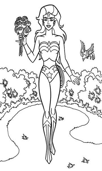 kolorowanka Wonder Woman malowanka do wydruku bohaterka z Liga Sprawiedliwych, obrazek nr 26